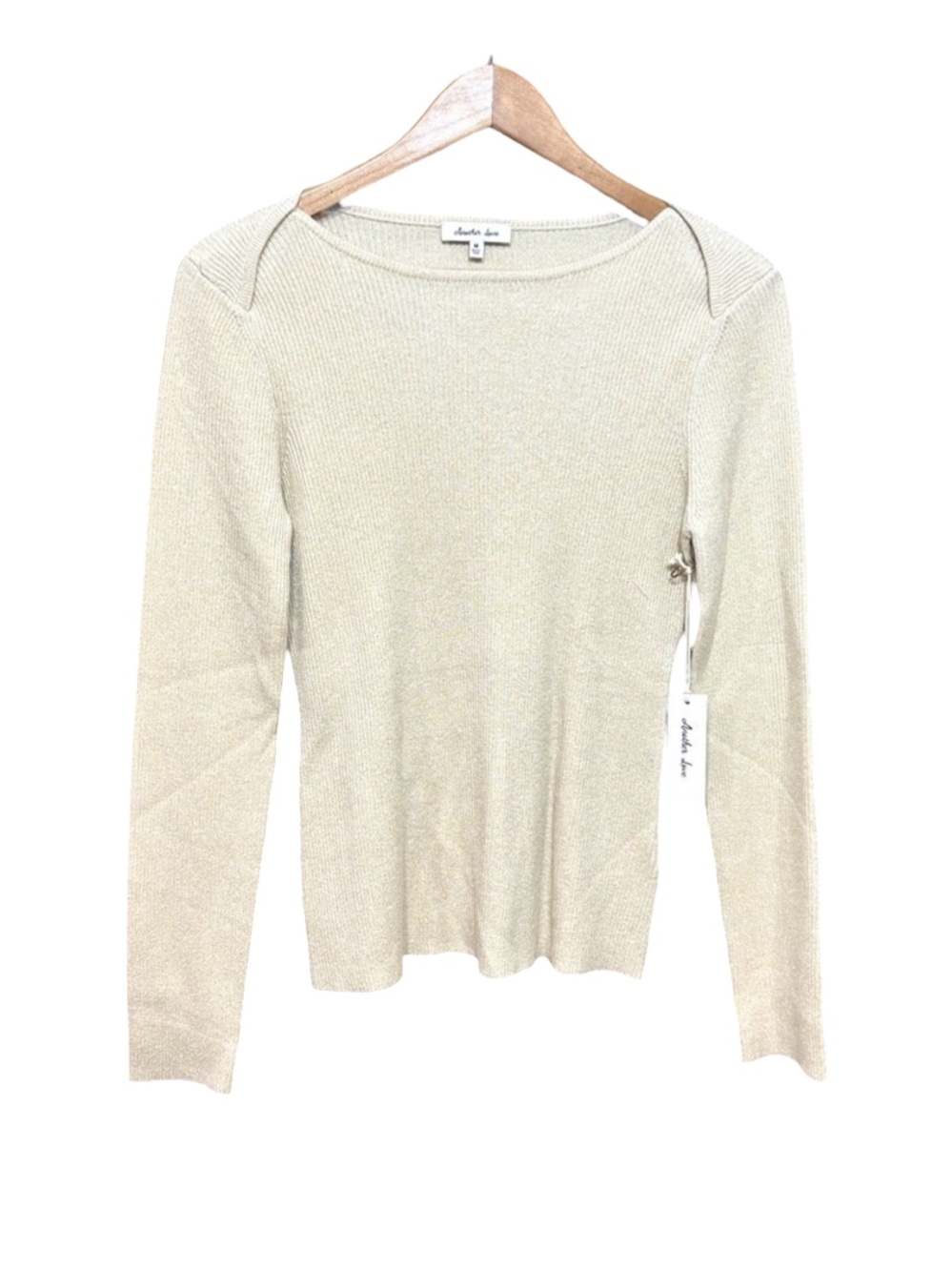 Another Love Cream Fitted Ribbed Blouse